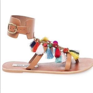 Steve Madden Multi Color Tan Flat Sandals SZ 7
